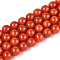 Dyed Natural Mashan Jade Round Beads Strands, Round, Orange Red, 8~8.5x8~8.3mm, Hole: 1mm, about 48~49pcs/strand, 15.55~15.87''(39.5~40.3cm)