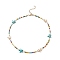 Colorful Synthetic Turquoise Starfish & Shell Pearl & Glass Seed Beaded Necklace for Women, Golden, 17.32 inch(44cm)