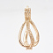 Brass Locket Pendants, Cage Pendants, Cadmium Free & Nickel Free & Lead Free, Hollow, teardrop, Light Gold, 28x13x13mm, Hole: 5x3.5mm, Inner measure: 10x16mm