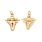 Rack Plating Brass Micro Pave Clear Cubic Zirconia Pendants, with Jump Ring, Cadmium Free & Nickel Free & Lead Free, Bull, Real 18K Gold Plated, 17x14x3.5mm, Jump Ring: 4x0.6mm, Inner Diameter: 2.6mm