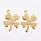 304 Stainless Steel Charms,  Clover, Real 24k Gold Plated, 13.5x10x0.8mm, Hole: 1mm