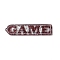 Printed Acrylic Pendants, Word Game, with Paillette, Dark Red, 49.5x11.5x2.5mm, Hole: 1.6mm
