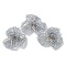 Glass Beaded Cabochons, Cluster Beads, with Golden Plated Brass Perforated Disc Settings, Flower, Light Steel Blue, 14x40x34mm