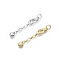 Chain Extender, Iron Links with Brass Charms & Lobster Claw Clasps, Heart, Mixed Color, 64mm, Clasp: 17x10x4mm, Extend Chain: 38mm, Jump Ring: 8x1mm, Inner Diameter: 6mm