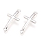 304 Stainless Steel Links connectors, Cross, Silver, 30x14x2mm, Hole: 2mm