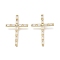 Brass Micro Pave Cubic Zirconia Pendants, Real 18K Gold Plated, Cross, Clear, 39.5x27x3mm, Hole: 3x5mm