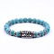 Natural Turquoise Beaded Stretch for Women Men, with Tibetan Style Alloy Finding