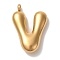 Ion Plating(IP) 304 Stainless Steel Pendants, Balloon Letter Charm, Golden, Letter V, 25x17.5x6mm, Hole: 2mm
