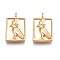Brass Micro Pave Clear Cubic Zirconia Rhinestone Settings, Nickel Free, Rectangle with Bird, Real 18K Gold Plated, For 0.9mm Rhinestone, 15.5x10x2.5mm, Hole: 1.6mm