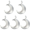 5Pcs 925 Sterling Silver Charms, Crescent Moon, Matte Silver Color, 10x7x2mm, Hole: 1mm