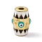 304 Stainless Steel Enamel Beads, Barrel with Evil Eye, Golden, 16.5x12mm, Hole: 3mm