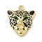 Rack Plating Brass Pendants, Long-Lasting Plated, Lead Free & Cadmium Free, Leopard Charms, Real 18K Gold Plated, 19x16.5x4mm, Hole: 1.4mm