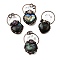 Natural Quartz Crystal & Amethyst & Labradorite Heart Big Pendants, with Brass Rings, Red Copper, 57~61.5x34~37x18~19mm, Hole: 6mm