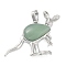 Natural Green Aventurine Pendants, with Platinum Tone Brass Findings, Kangaroo, 34x48x6.5~7mm, Hole: 5.5x7mm