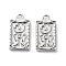 Rack Plating Brass Micro Pave Cubic Zirconia Pendants, Cadmium Free & Nickel Free & Lead Free, Rectangle Charm, Real Platinum Plated, 14x7.5x2mm, Hole: 1.4mm