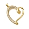 Rack Plating Brass Micro Pave Cubic Zirconia Pendants, Long-Lasting Plated, Lead Free & Cadmium Free, Heart Charms, Real 18K Gold Plated, 32.5x28x6mm, Hole: 4x3mm