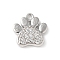 Brass Micro Pave Cubic Zirconia Pendants, Paw Print Charms, Lasting Plated, Cadmium Free & Lead Free, Platinum, 12x11.5x2.5mm, Hole: 1.3mm