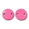 Spray Painted 201 Stainless Steel Connector Charms, Flat Round, Hot Pink, 8x1mm, Hole: 1.2mm