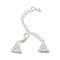 Brass Micro Pave Cubic Zirconia Chain Extender, Cadmium Free & Nickel Free & Lead Free, Triangle, 925 Sterling Silver Plated, 25mm