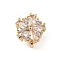 Flower Brass Pave Clear Cubic Zirconia Mutil-Strand Links, Golden, 12x10.5x2.5mm, Hole: 1.5mm