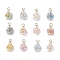 12Pcs Flower Transparent Acrylic Pendants, with Golden Brass Ball Head Pins, Mixed Color, 16.5x10.5x9.5mm, Hole: 3.5mm, 12pcs/set