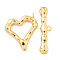 Brass Toggle Clasps, Cadmium Free & Nickel Free & Lead Free, Heart, Real 18K Gold Plated, Heart: 21x20x3.5mm, Hole: 1.6mm, Bar: 30x7.5x4mm, Hole: 1.6mm