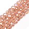 Electroplate Glass Beads Strands, AB Color Plated, Faceted, Rondelle, Misty Rose, 6x5mm, Hole: 1mm, about 80~85pcs/strand, 38~40cm