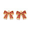 304 Stainless Steel Rhinestone Pendants, Bowknot, Ion Plating(IP), Real 18K Gold Plated, Light Siam, 17x19x3.5~4mm, Hole: 1.8~2mm