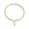 Brass Mariner Link Chain Bracelet Making, for Half Drilled Beads, Real 18K Gold Plated, 7-1/4~8-1/8 inch(18.5~20.5cm), Pin: 1mm