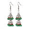 304 Stainless Steel Dangle Earrings, Glass Seed Long Drop Earrings, Stainless Steel Color, 56x17mm