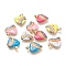 Brass Micro Pave Cubic Zirconia Pendants, with Enamel, Real 18K Gold Plated, Heart & Rainbow, Mixed Color, 21x18.5x3.5mm, Hole: 3.5x5mm