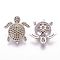 Brass Micro Pave Cubic Zirconia Beads, Tortoise, Yellow, 20.5x19x6mm, Hole: 2mm