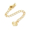 Brass Chain Extender, with 304 Stainless Steel Lobster Claw Clasps, Cadmium Free & Lead Free, Heart, Light Gold, 15mm, Ring: 4x1mm, Hole: 3mm, Clasps: 10x6x2.5mm, Chain Extender: 63mm