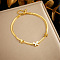 304 Stainless Steel Pave Natural Shell Charm Double Layer Anklets for Women, Golden, Butterfly, 8-1/4 inch(210mm)