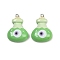 Halloween Opaque Resin Pendants, Poison, with Platinum Iron Loop, Spring Green, 29x21x8mm, Hole: 2mm