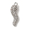 Rack Plating Brass Micro Pave Cubic Zirconia Pendant, Cadmium Free & Lead Free, Long-Lasting Plated, Horn of Plenty/Italian Horn Cornicello Charms, Platinum, 18x5.5x4mm, Hole: 1.2mm