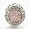 Resin European Beads, with Alloy Findings, Large Hole Beads, Column, Platinum, Misty Rose, 11.5x10mm, Hole: 5mm