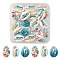 20Pcs Printed Natural Cowrie Shell Beads, No Hole/Undrilled, with Marine Organism Pattern, Mixed Color, 18~22x13~14x6~8mm