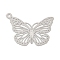 Brass Charms, Long-Lasting Plated, Cadmium Free & Nickel Free & Lead Free, Butterfly, Platinum, 13x20.5x0.3mm, Hole: 1mm