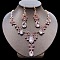 Teardrop Alloy Rhinestone Pendant Necklaces & Stud Earrings Sets, Golden, Light Rose, 440mm