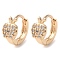 Rack Plating Brass Micro Pave Clear Cubic Zirconia Hoop Earrings for Women, Apple, Light Gold, 12x7mm