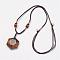 Natural Tiger Eye Pendant Necklaces, with Nylon Cord, 10.6 inch~13.7 inch(27cm~35cm)