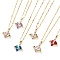 Heart with Cross Light Gold Brass Micro Pave Cubic Zirconia Pendant Necklaces, with Glass, Mixed Color, 15.98 inch(40.6cm)