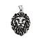 304 Stainless Steel Pendants, Lion, Antique Silver, 46.5x33.5x9mm, Hole: 4x6mm