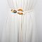 Bohemian Style Alloy Resin Ring Cotton Cord Chain Belts with Wood Beads Tassel, White, 1500mm