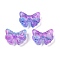 Transparent Glass Beads, Bowknot, Baking Paint, Violet, 13x17.5x8.5mm, Hole: 1mm
