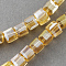 Electroplate Glass Beads Strands, AB Color Plated, Faceted, Cube, Orange, 6x6x6mm, Hole: 1mm, about 100pcs/strand, 22 inch
