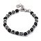 Natural Lava Rock & Magnetic Synthetic Hematite Round Beaded Bracelet, 8-1/4 inch(21cm)