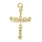 Brass Micro Pave Cubic Zirconia Pendants, Cross, Long-Lasting Plated, Lead Free & Cadmium Free, Rack Plating, with Jump Ring, Real 18K Gold Plated, 30x20x2.5mm, Hole: 3.5mm