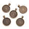 Flat Round Alloy Pendant Cabochon Settings, Cadmium Free & Lead Free, Plain Edge Bezel Cups, DIY Findings for Jewelry Making, Antique Bronze, Cadmium Free & Lead Free, Tray: 24.5mm, 37x28x6.5mm, Hole: 6x4mm